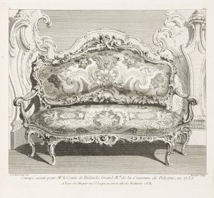 Sofa henrettet for Mr. Count de Bielinski Grand M.al fra Crown of Poland, i 1735. Sofa...